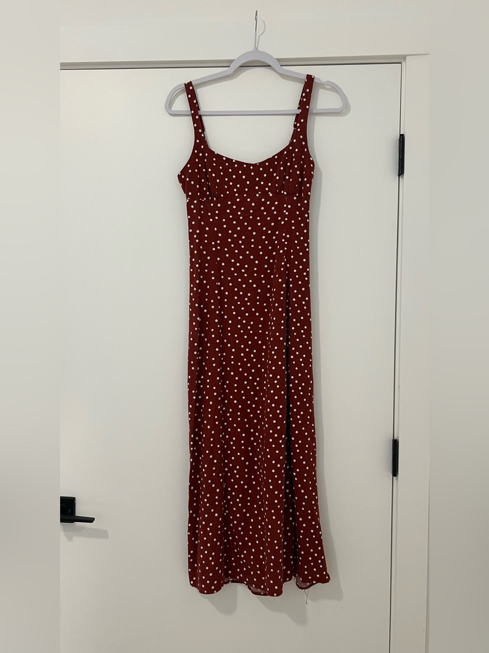 Zara Burgundy Polka Dot Maxi Dress